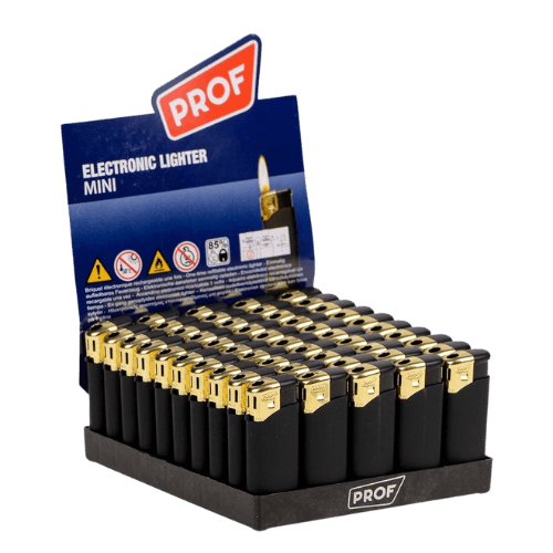 Mini briquet caoutchouc Noir/or Prof
