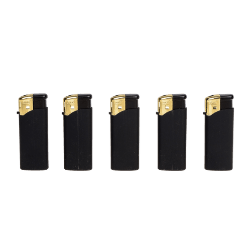 Mini briquet caoutchouc Noir/or Prof 2